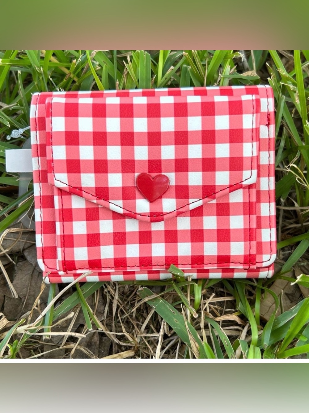 Red and White Checkered Wallet